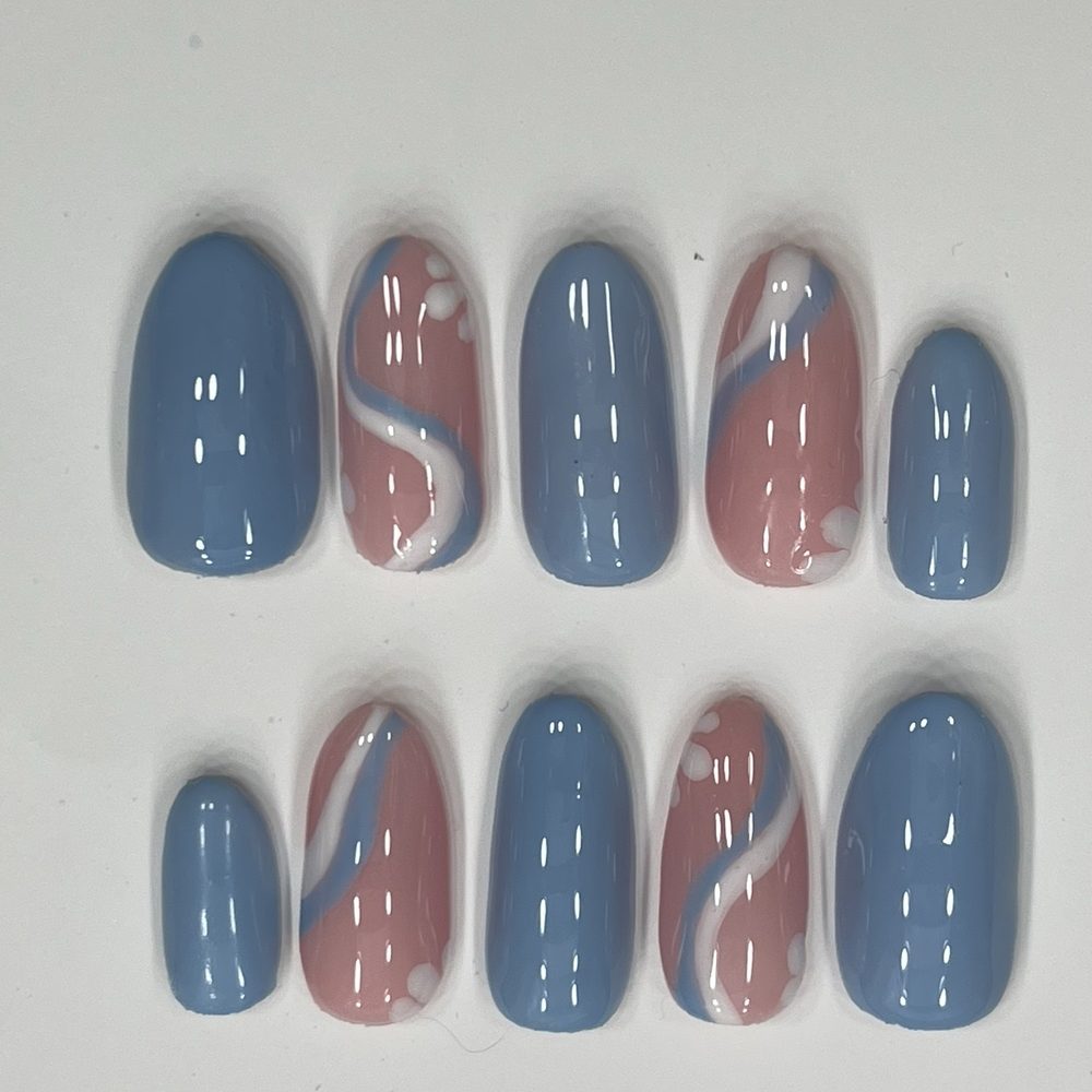 Pretty Pastels set, hand-painted press-on nails