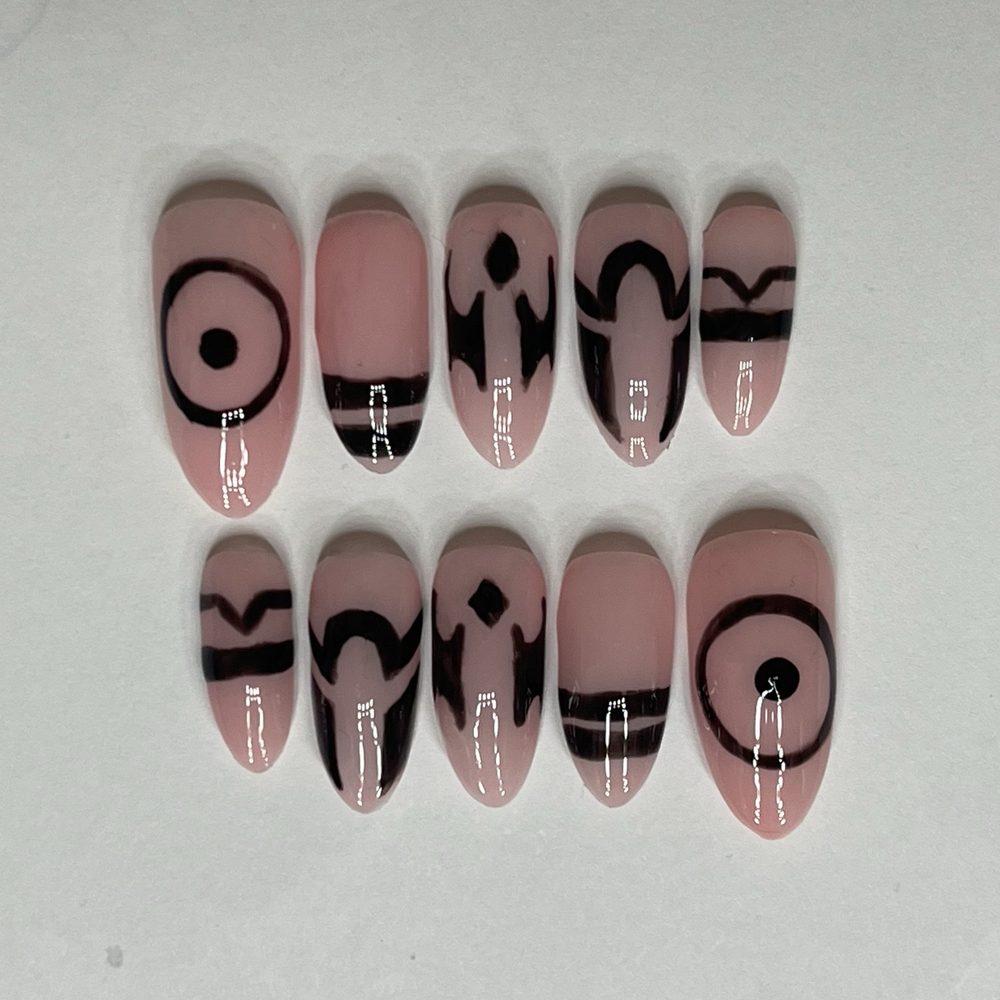 Sukuna Nails set, hand-painted press-on nails