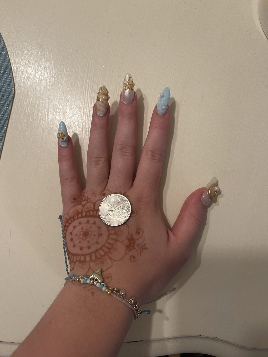 Example: top of hand with quarter
