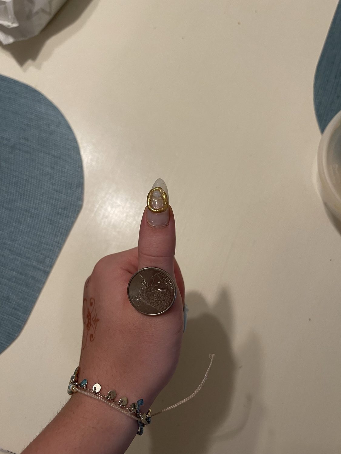 Example: thumb close-up with quarter